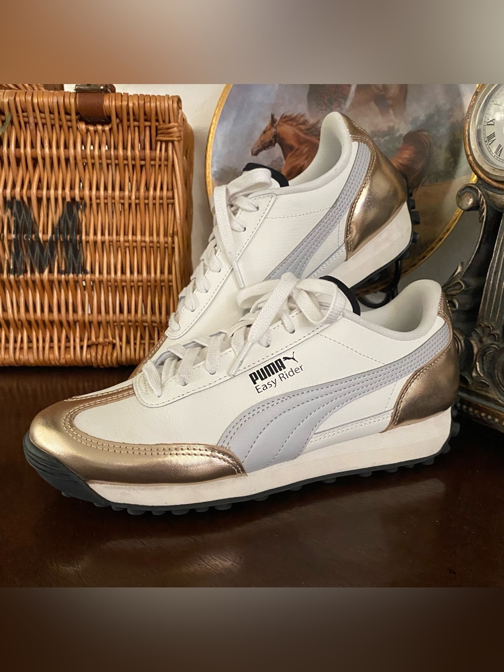 PUMA Mixed Metals Metallic Lace Up  Women’s 6.5 Walking Sneakers Casual Shoes